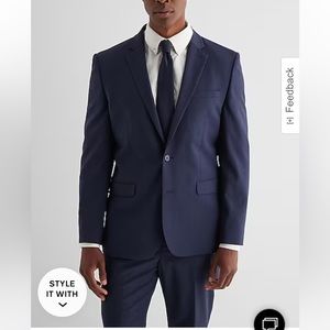 Extra Slim Navy Wool-Blend Modern Tech Suit jacket (40s) pants 30 X 30